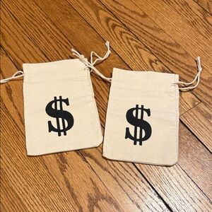 Set of Two Cream Drawstring Pouches